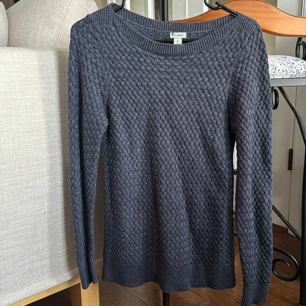 Women’s Blue LL Bean Basketweave Sweater